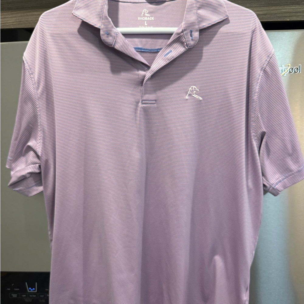 Rhoback Pink and Blue Stripped Polo